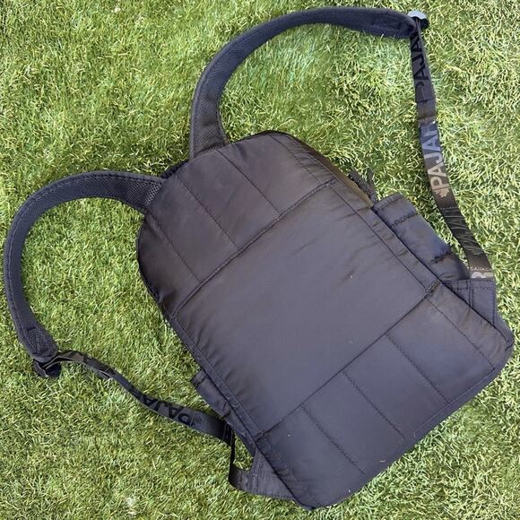 Pajar Twill Dome Quilted Puff Backpack Black Neutral Laptop Pocket Luggage Strap - Picture 7 of 13